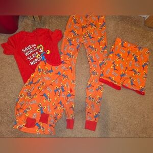 Marvel Star Wars Orange Pajama Set Girls 14 Cotton Lightweight Cartoon Set Of 4